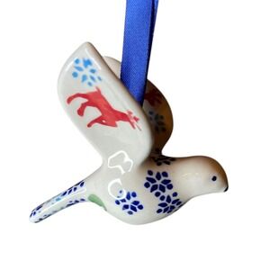 Polish Pottery Dove Ornament Christmas Handmade in Poland Manufaktura Tree Gift